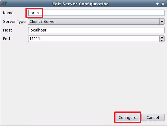 ParaView's Server Configuration editing dialog with highlighted UI elements