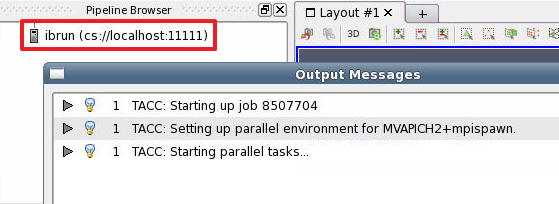 ParaView's Pipeline Browser displaying a conection to a remote server