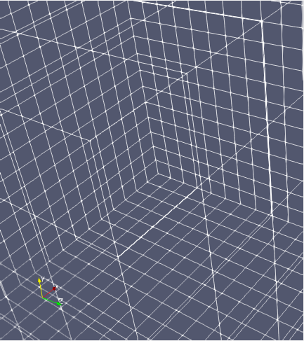 ParaView's OpenGL rendering of a wireframe grid