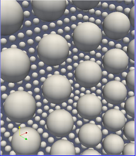 ParaView's OSPRay rendering of diffuse-shaded procedural spheres, with highlighting of UI elements