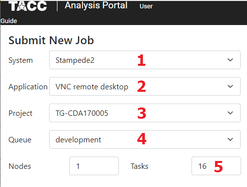The Analysis Portal's Submit New Job section with highlighted UI elements