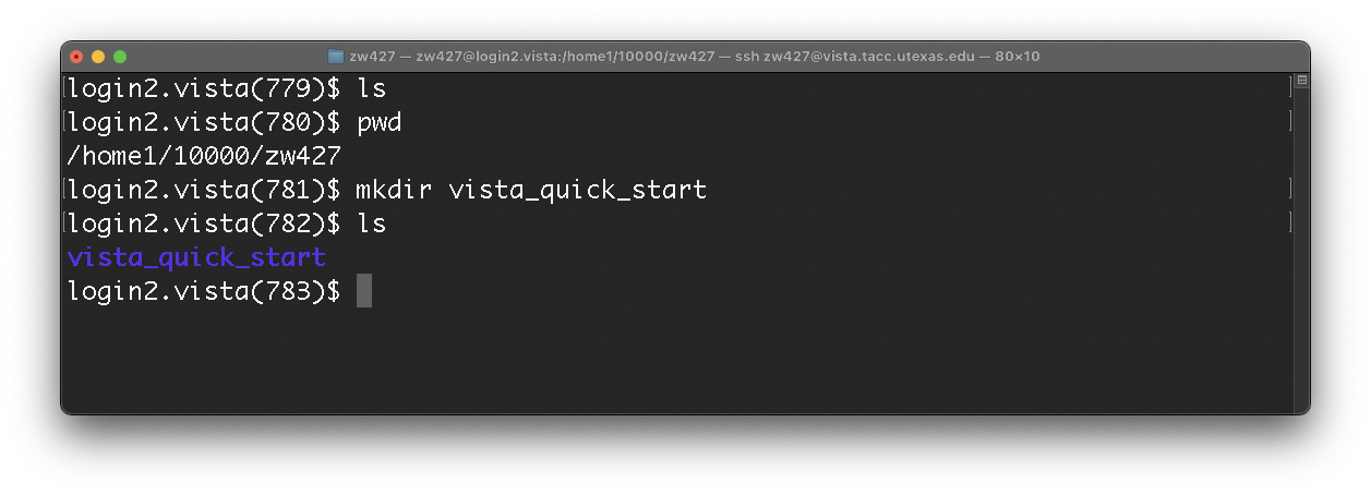 mkdir command screenshot