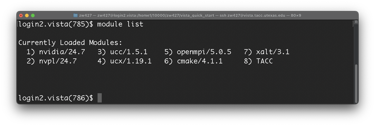 module list screenshot
