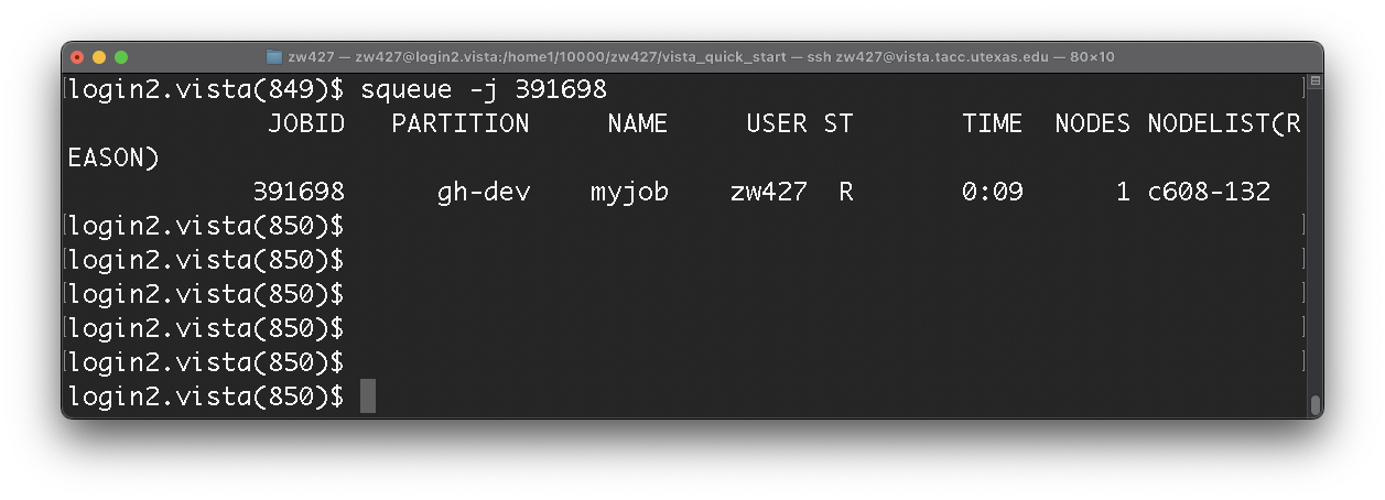 squeue command screenshot