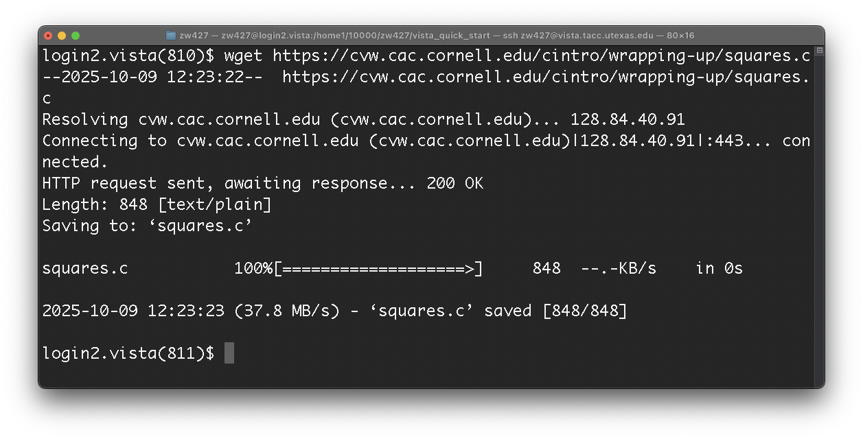 wget command screenshot
